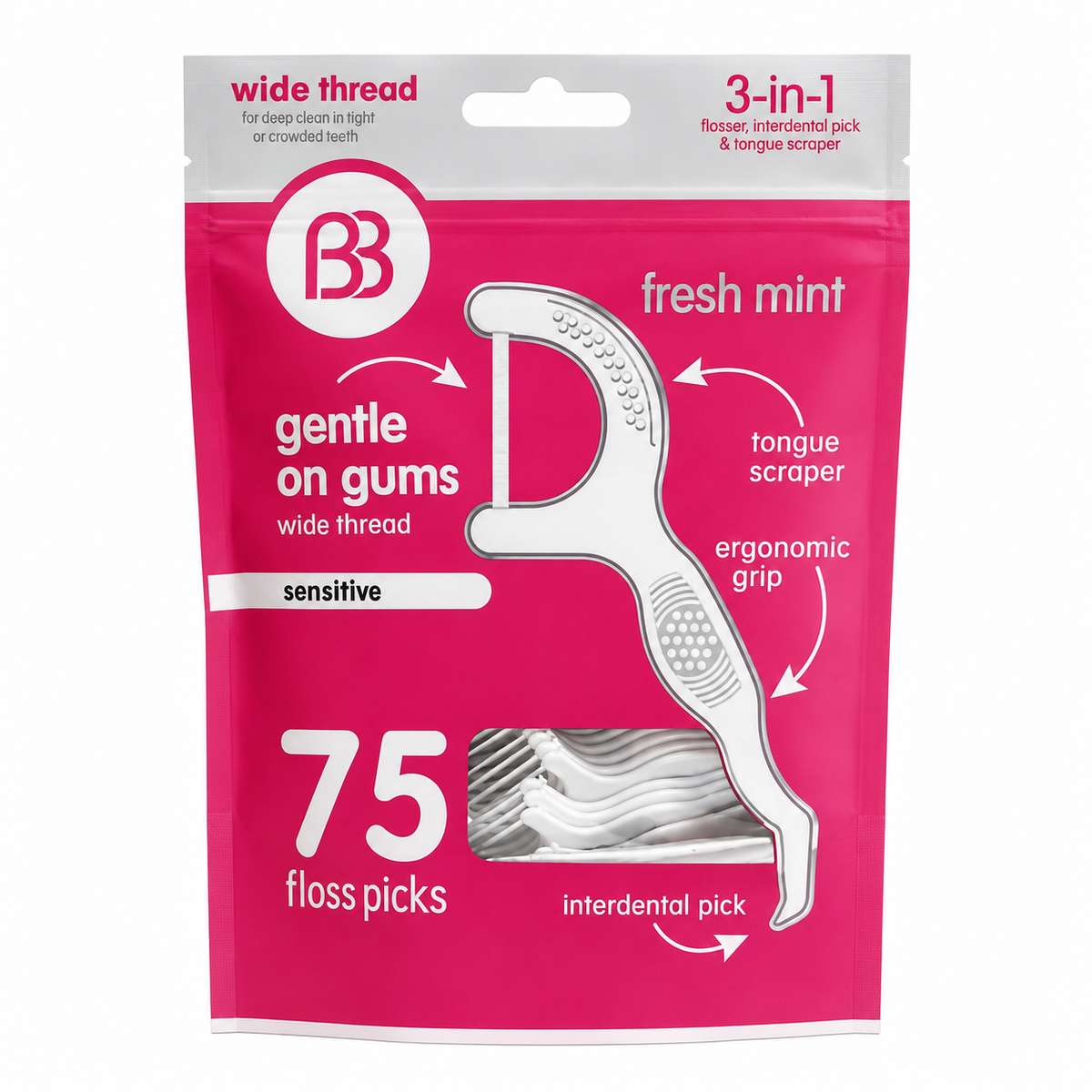 Brush Buddies Sensitive Fresh Mint Floss Picks